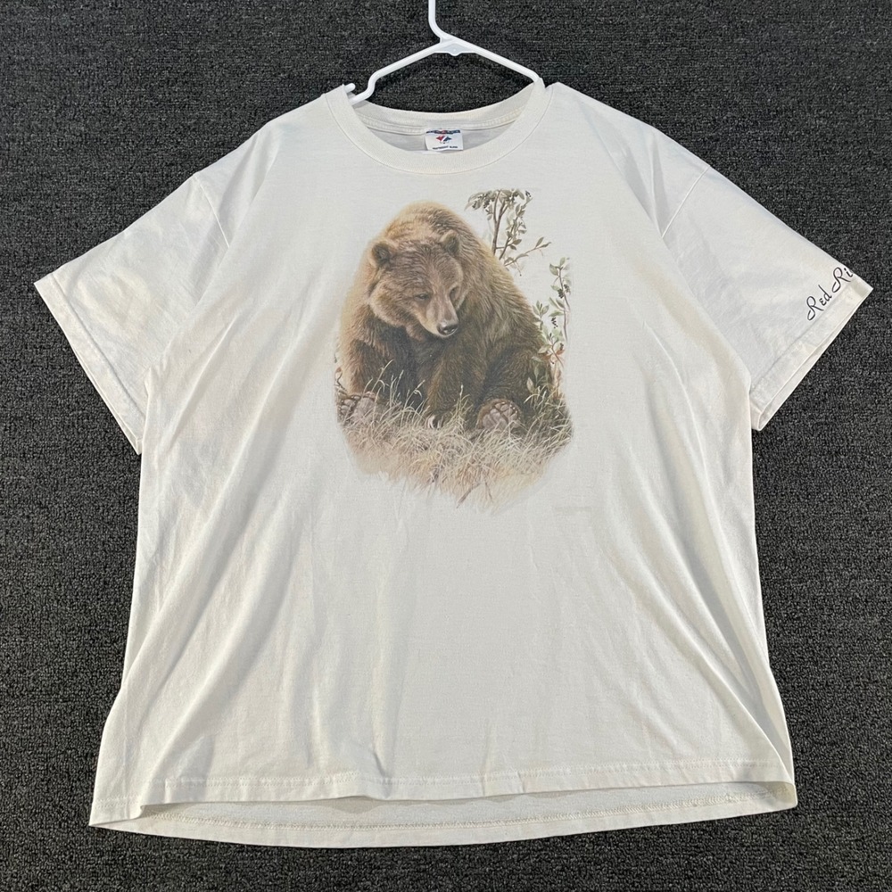 Jerzees Grizzly Bear Graphic T-Shirt Mens XL White Good I Saw The Momma Bear